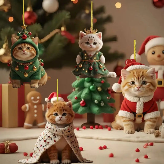 Lightweight Cat Decoration: Adorable Acrylic Cat Christmas Ornaments for Holiday Home Decor FurryZone