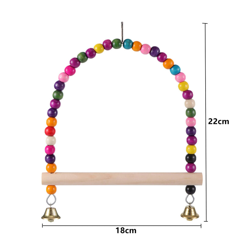 Bird Toys Set Swing Chewing Training Toys Small Parrot Hanging Hammock Parrot Cage Bell Perch Toys with Ladder Pet Supplies 1pc - FurryZone