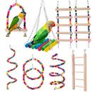 Bird Toys Set Swing Chewing Training Toys Small Parrot Hanging Hammock Parrot Cage Bell Perch Toys with Ladder Pet Supplies 1pc - FurryZone
