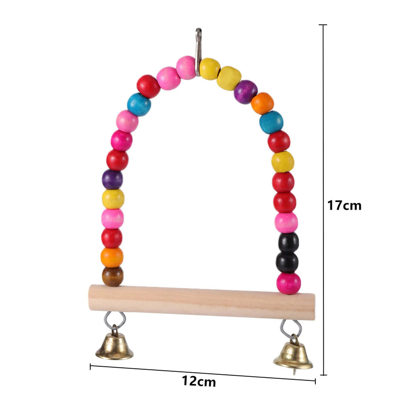 Bird Toys Set Swing Chewing Training Toys Small Parrot Hanging Hammock Parrot Cage Bell Perch Toys with Ladder Pet Supplies 1pc - FurryZone