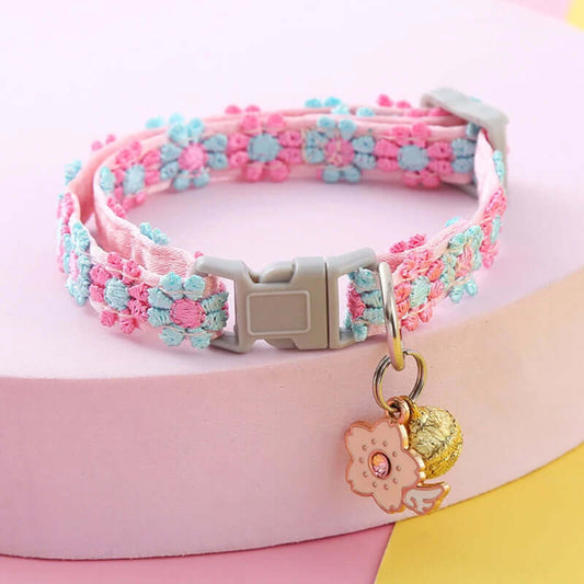 Pet Collar With Bell Cartoon Footprint Colorful Dog Puppy Kitten Collar Adjustable Safety Bell Ring Necklace Pet Accessories FurryZone