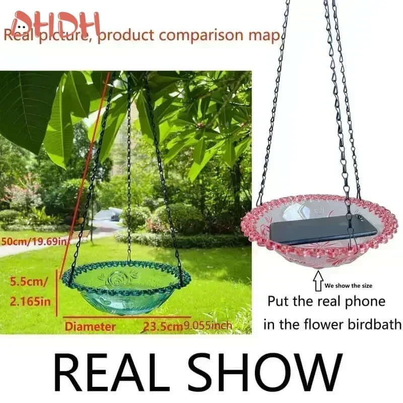 Bird Flower Shaped Hanging Bird Feeder Birdbath - FurryZone