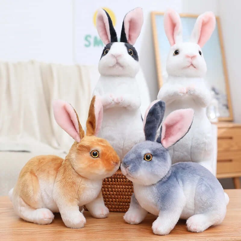 Simulation Kawaii Long-Eared Realistic Rabbit Plush Toy - FurryZone