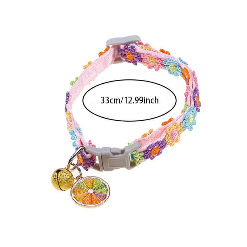 Pet Collar With Bell Cartoon Footprint Colorful Dog Puppy Kitten Collar Adjustable Safety Bell Ring Necklace Pet Accessories FurryZone