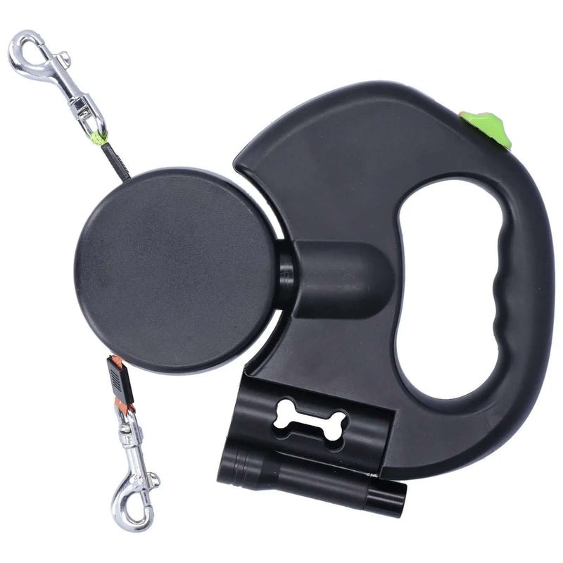 Best Automatic Retractable Double Dog Leash with Flashlight FurryZone