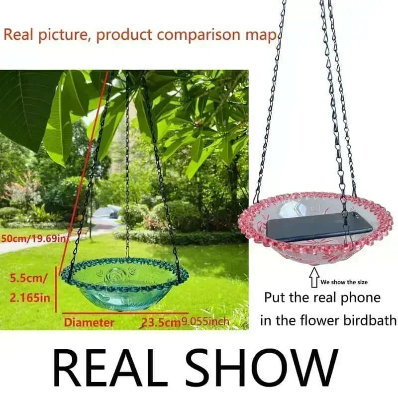 Bird Flower Shaped Hanging Bird Feeder Birdbath - FurryZone
