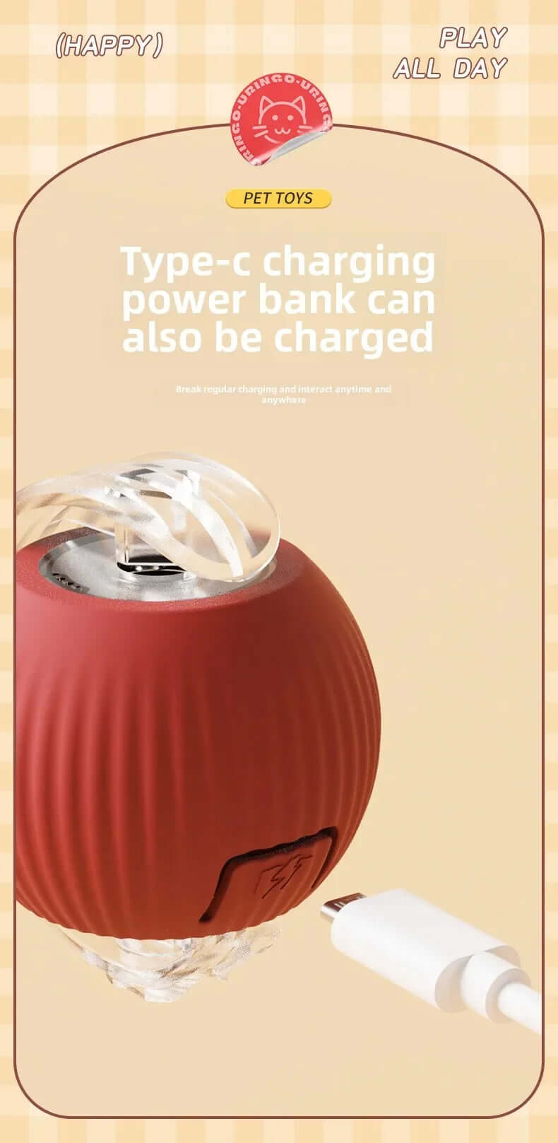 Rechargeable Smart Interactive Pet Rolling Ball Toy - FurryZone
