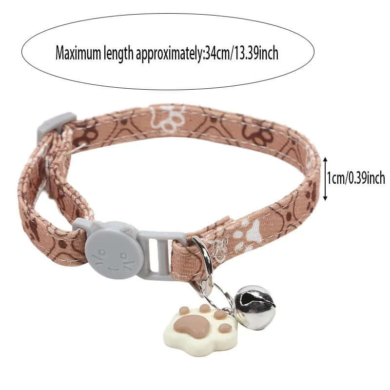 Pet Collar With Bell Cartoon Footprint Colorful Dog Puppy Kitten Collar Adjustable Safety Bell Ring Necklace Pet Accessories FurryZone