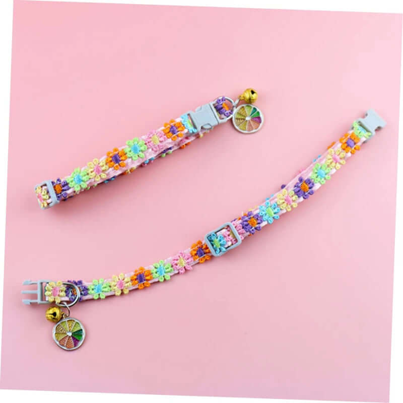 Pet Collar With Bell Cartoon Footprint Colorful Dog Puppy Kitten Collar Adjustable Safety Bell Ring Necklace Pet Accessories FurryZone