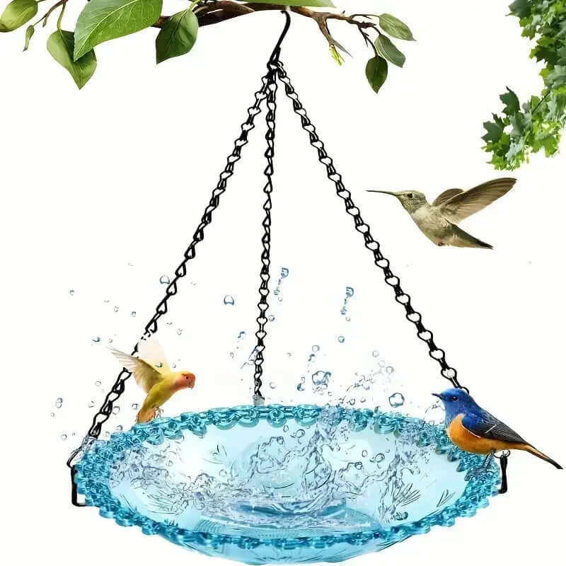 Bird Flower Shaped Hanging Bird Feeder Birdbath - FurryZone