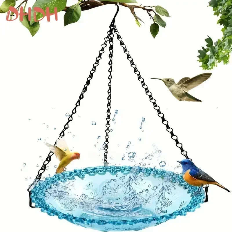Bird Flower Shaped Hanging Bird Feeder Birdbath - FurryZone