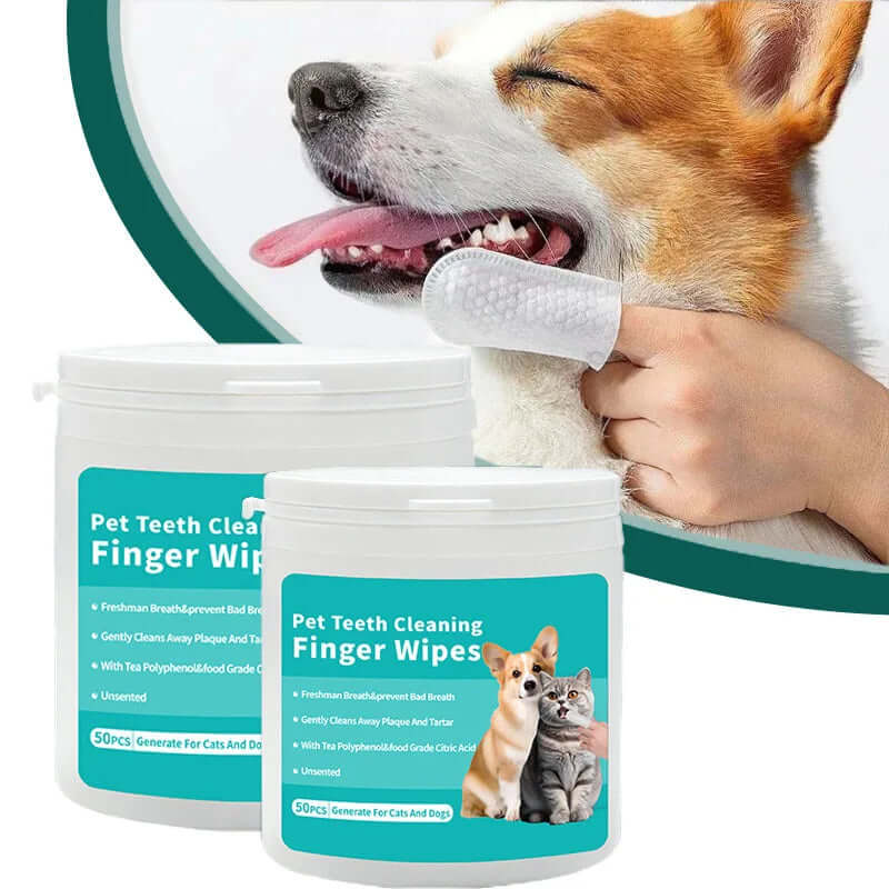 Pet Cleaning Finger Wipes – 50pcs Disposable for Teeth, Ears & Eyes - FurryZone