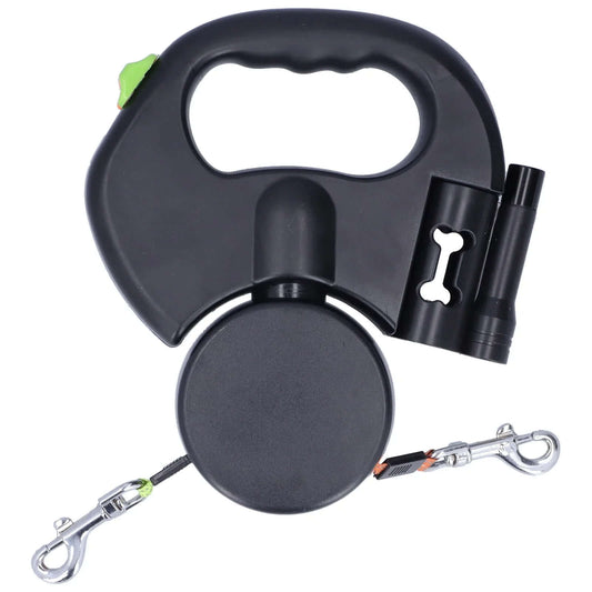 Best Automatic Retractable Double Dog Leash with Flashlight FurryZone