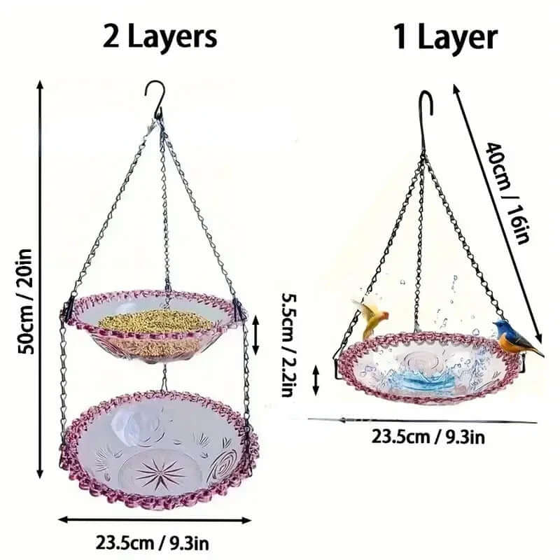 Bird Flower Shaped Hanging Bird Feeder Birdbath - FurryZone