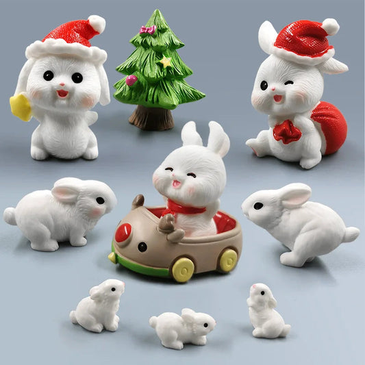 New Christmas Easter Mini Rabbit Figurine - Kawaii Room Decor FurryZone