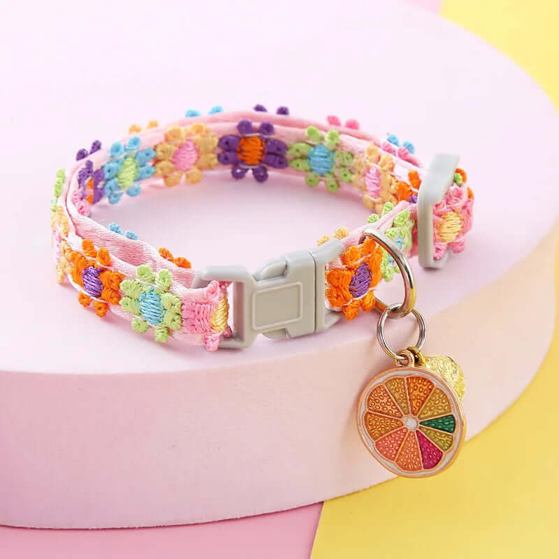 Pet Collar With Bell Cartoon Footprint Colorful Dog Puppy Kitten Collar Adjustable Safety Bell Ring Necklace Pet Accessories FurryZone