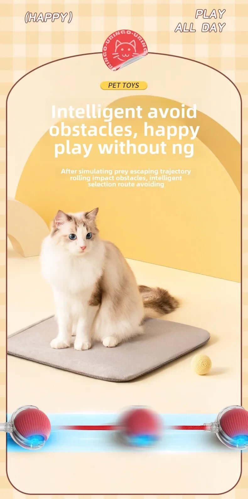 Rechargeable Smart Interactive Pet Rolling Ball Toy - FurryZone