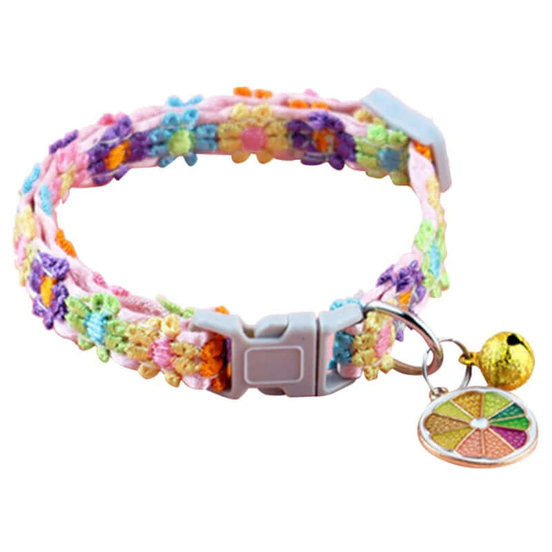 Pet Collar With Bell Cartoon Footprint Colorful Dog Puppy Kitten Collar Adjustable Safety Bell Ring Necklace Pet Accessories FurryZone