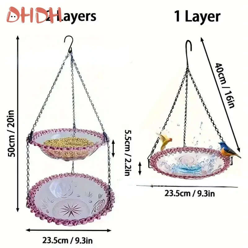 Bird Flower Shaped Hanging Bird Feeder Birdbath - FurryZone