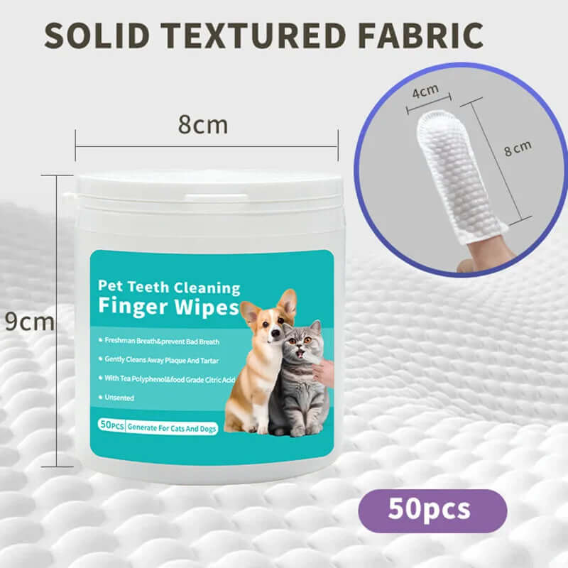 Pet Cleaning Finger Wipes – 50pcs Disposable for Teeth, Ears & Eyes - FurryZone