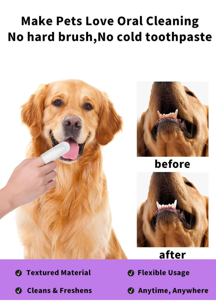 Pet Cleaning Finger Wipes – 50pcs Disposable for Teeth, Ears & Eyes - FurryZone