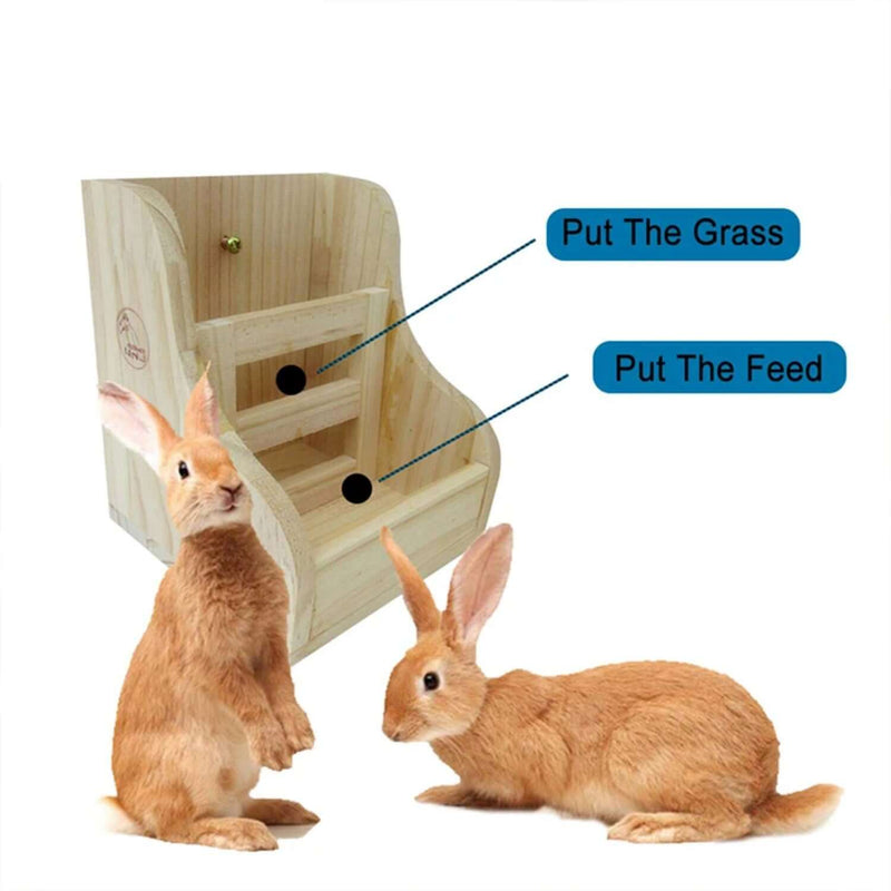 Rabbit Grass Feeder Wooden Bowl - FurryZone